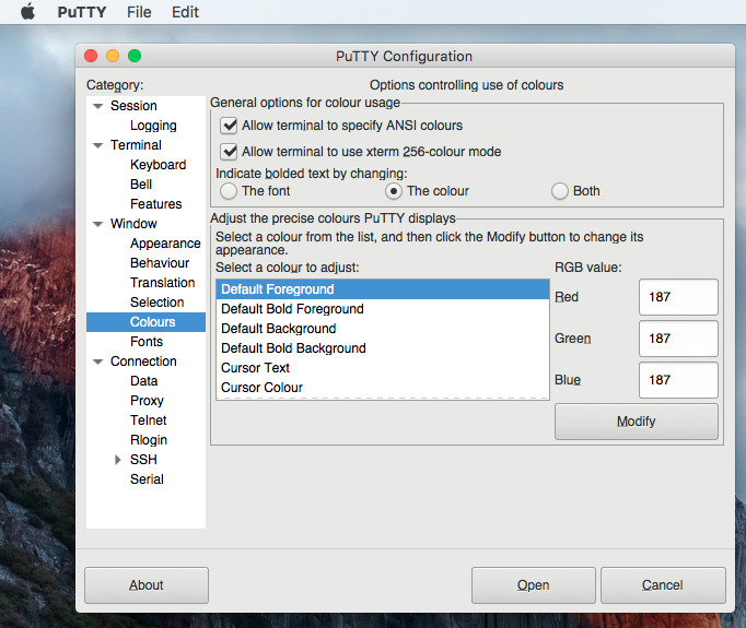 putty equivalent for mac os x